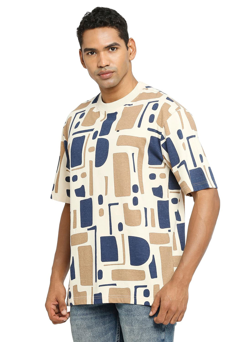 BASICS RELAXED FIT SHEER BLISS PRINTED CREW T-SHIRT