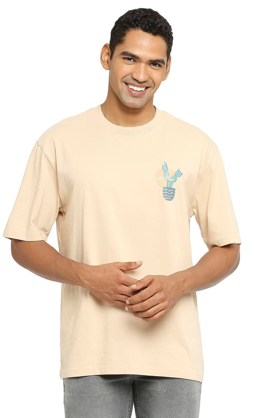 BASICS RELAXED FIT HAZELNUT CREW T-SHIRT