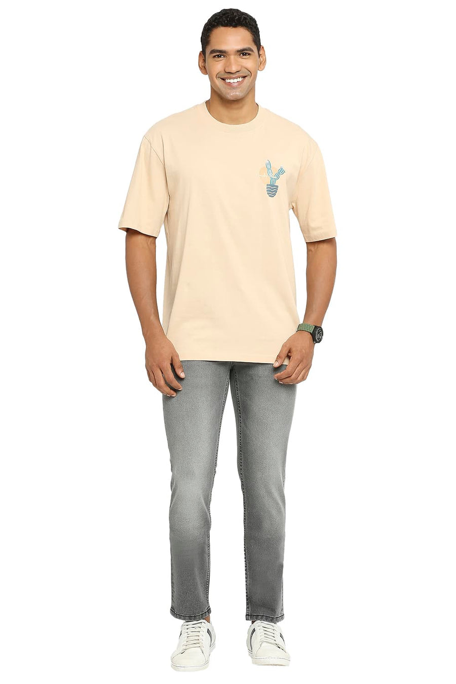 BASICS RELAXED FIT HAZELNUT CREW T-SHIRT