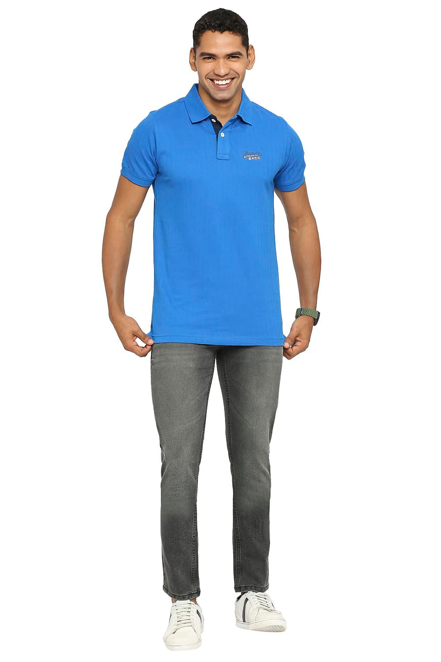 BASICS MUSCLE FIT IMPERIAL BLUE POLO T-SHIRT