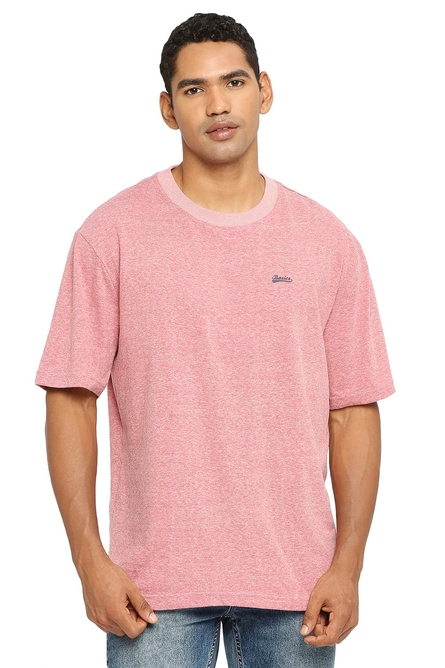BASICS RELAXED FIT SLATE ROSE CREW T-SHIRT