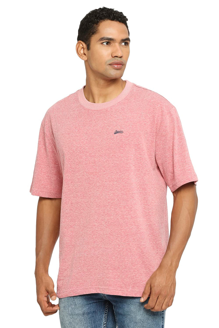 BASICS RELAXED FIT SLATE ROSE CREW T-SHIRT