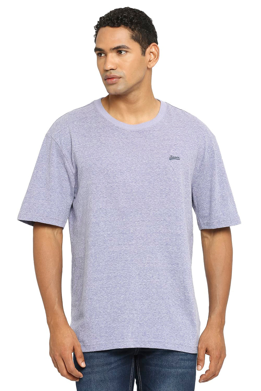BASICS RELAXED FIT DUSTED PERI CREW T-SHIRT