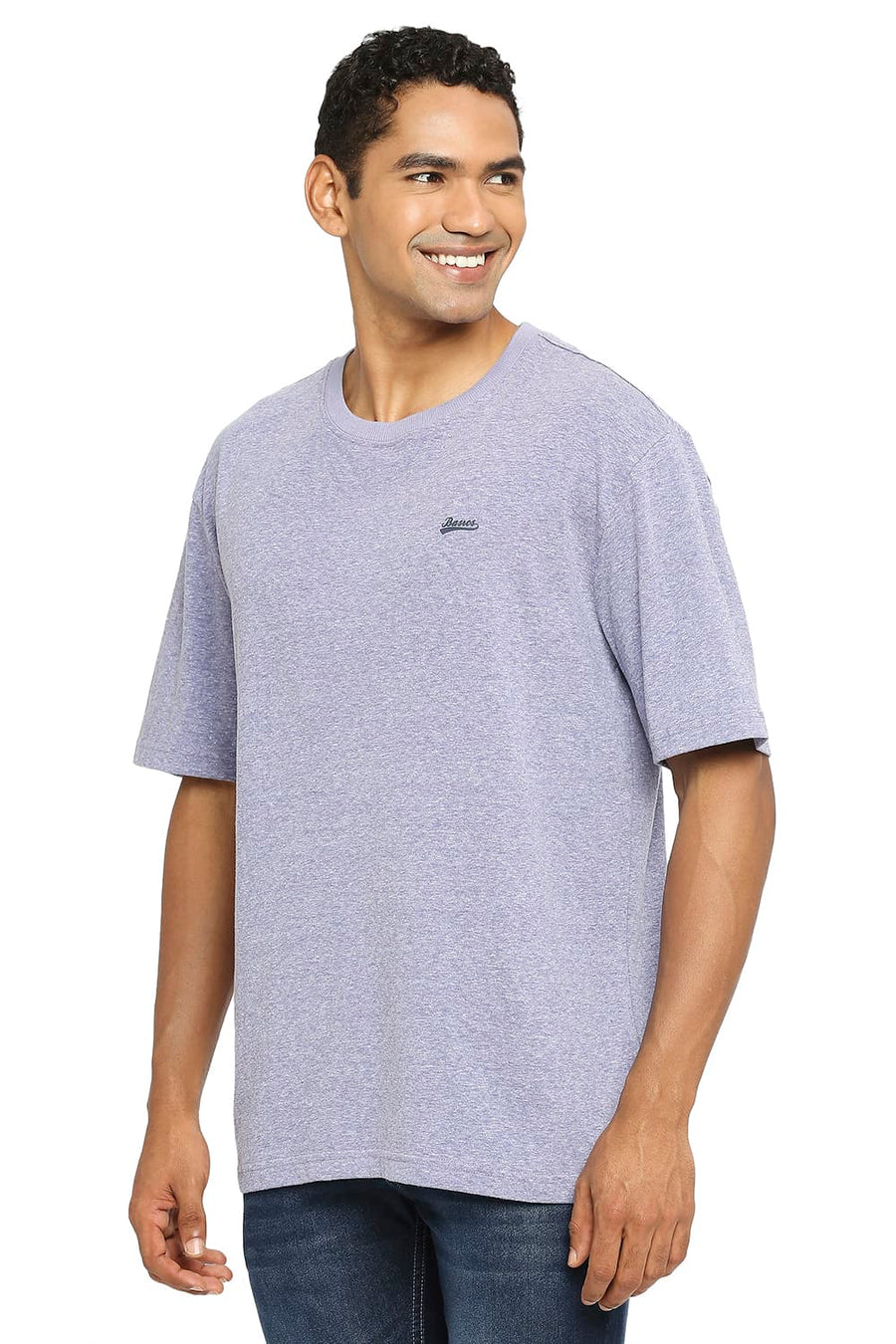 BASICS RELAXED FIT DUSTED PERI CREW T-SHIRT