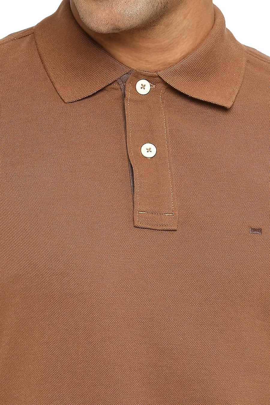 BASICS MUSCLE FIT PECAN PIE POLO T-SHIRT