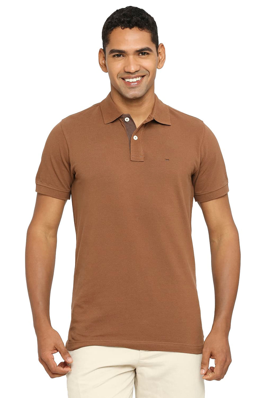 BASICS MUSCLE FIT PECAN PIE POLO T-SHIRT