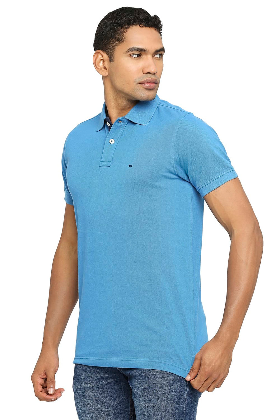 BASICS MUSCLE FIT BLUE JASPER POLO T-SHIRT