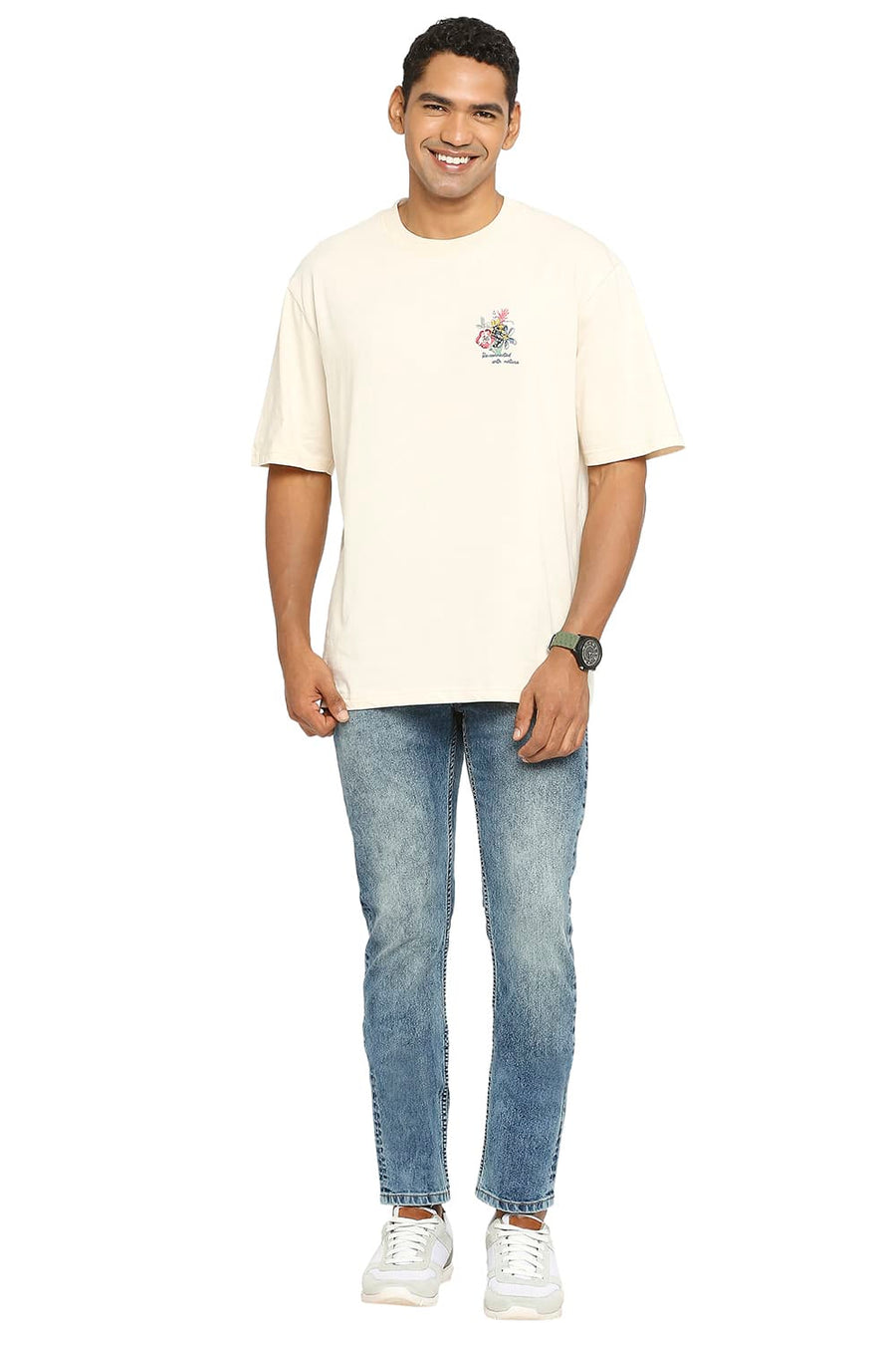 BASICS RELAXED FIT BUTTERCREAM CREW T-SHIRT