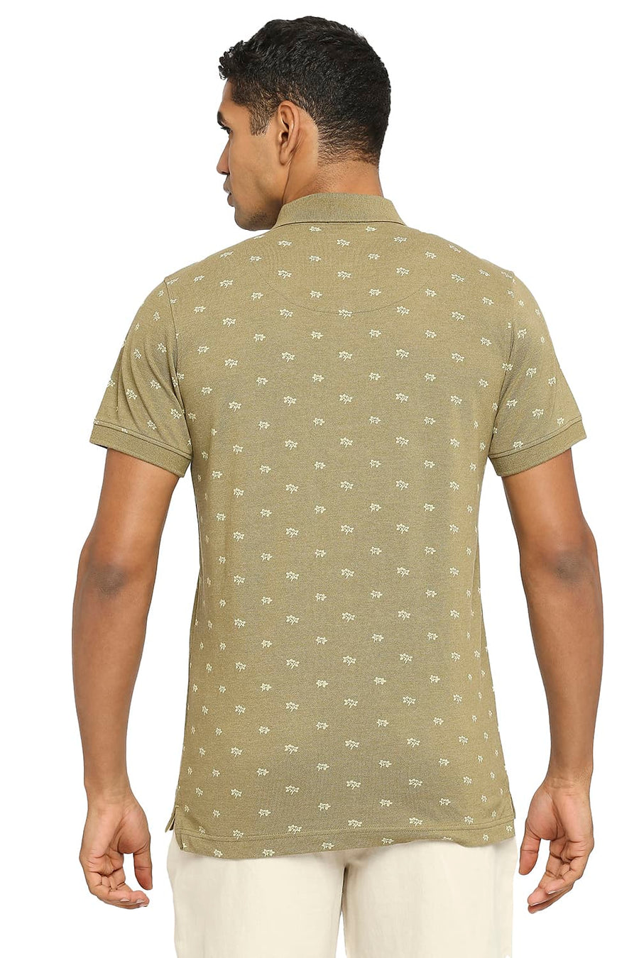 BASICS MUSCLE FIT NUTRIA PRINTED POLO T-SHIRT