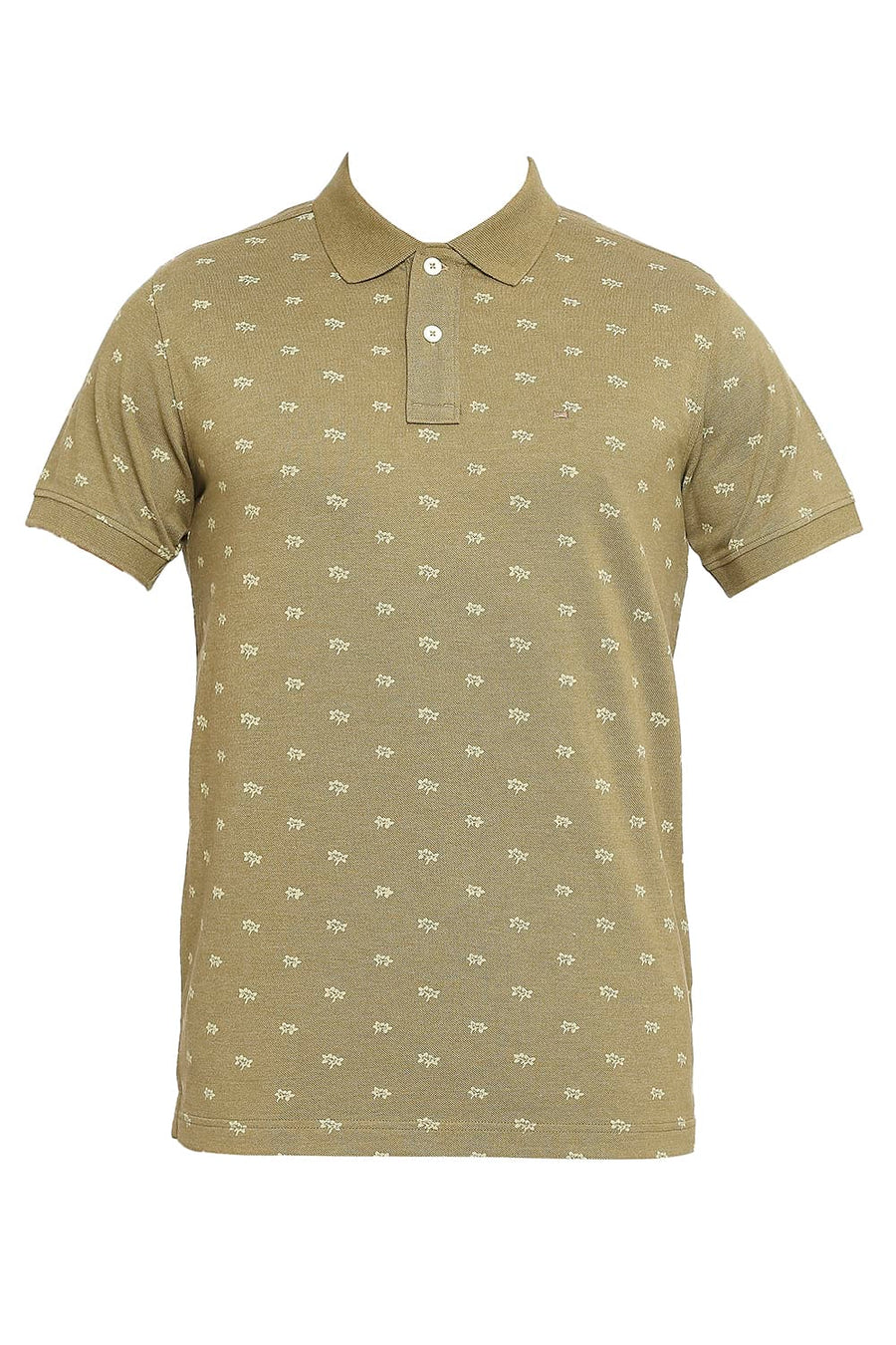 BASICS MUSCLE FIT NUTRIA PRINTED POLO T-SHIRT