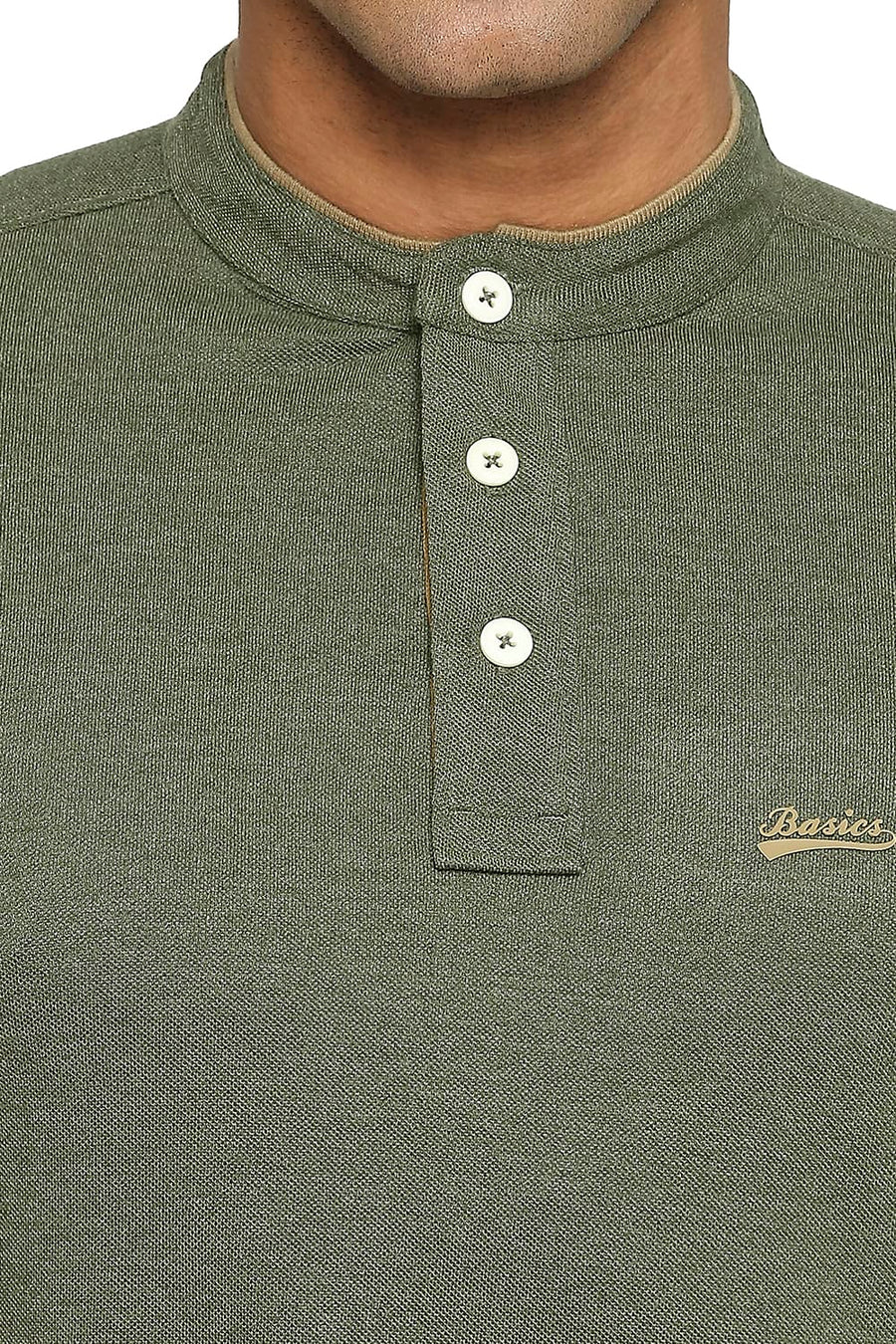 BASICS MUSCLE FIT RIFLE GREEN POLO T-SHIRT
