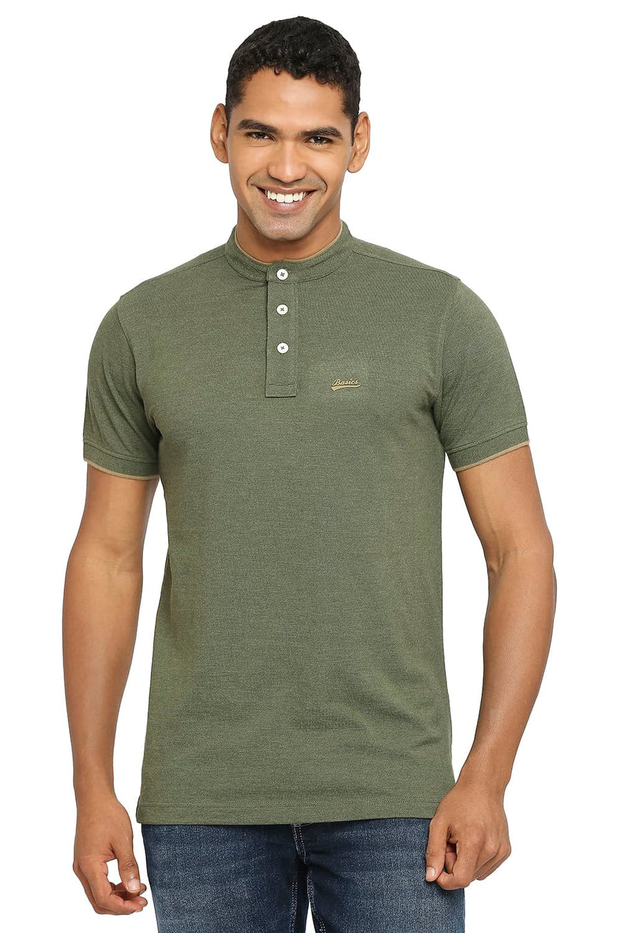BASICS MUSCLE FIT RIFLE GREEN POLO T-SHIRT