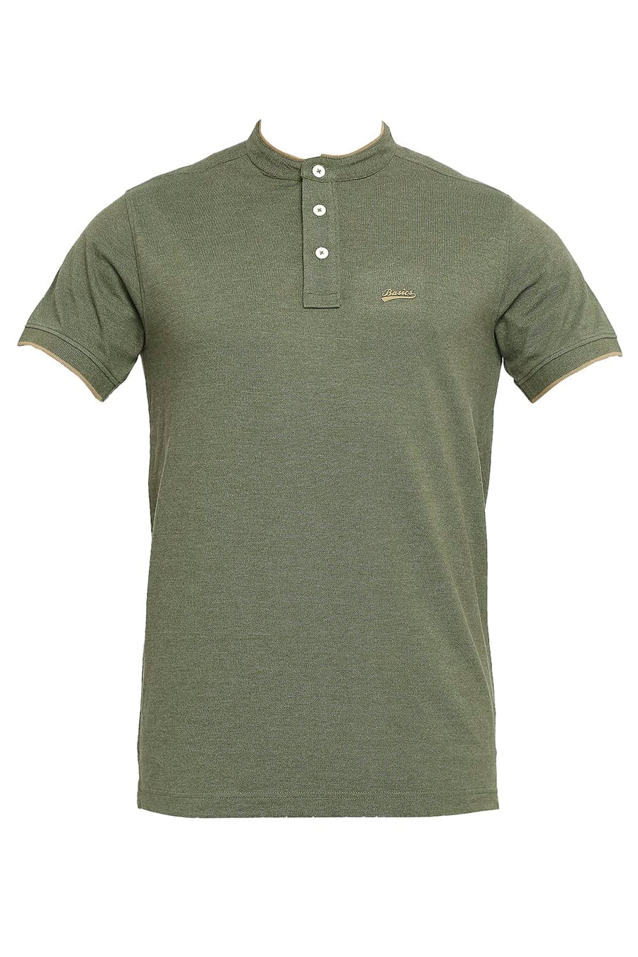BASICS MUSCLE FIT RIFLE GREEN POLO T-SHIRT