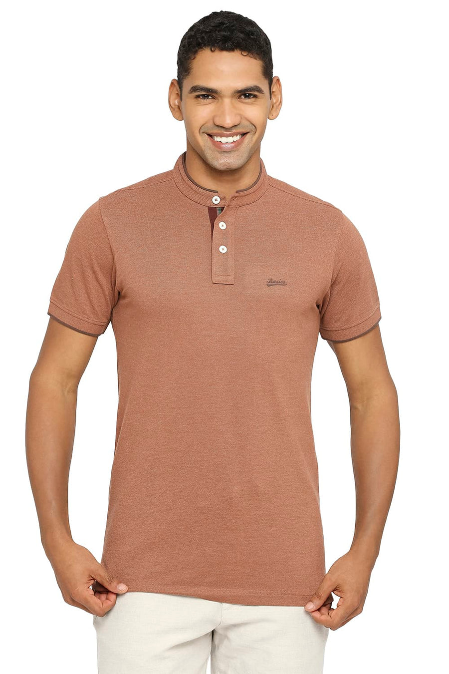 BASICS MUSCLE FIT SEQUOIA POLO T-SHIRT