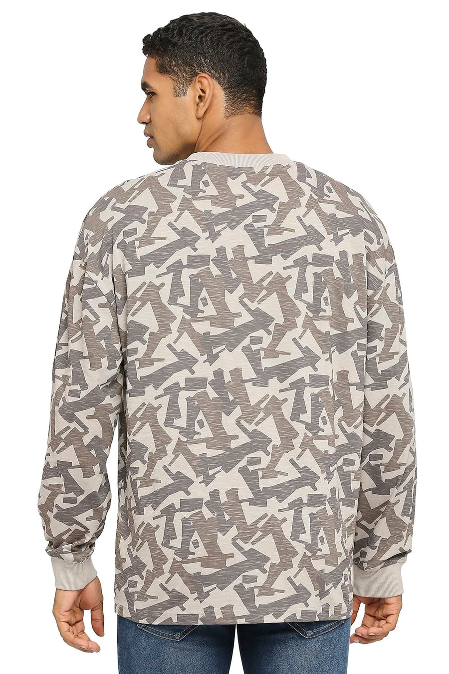 BASICS RELAXED FIT MOURNING DOVE PRINTED CREW T-SHIRT
