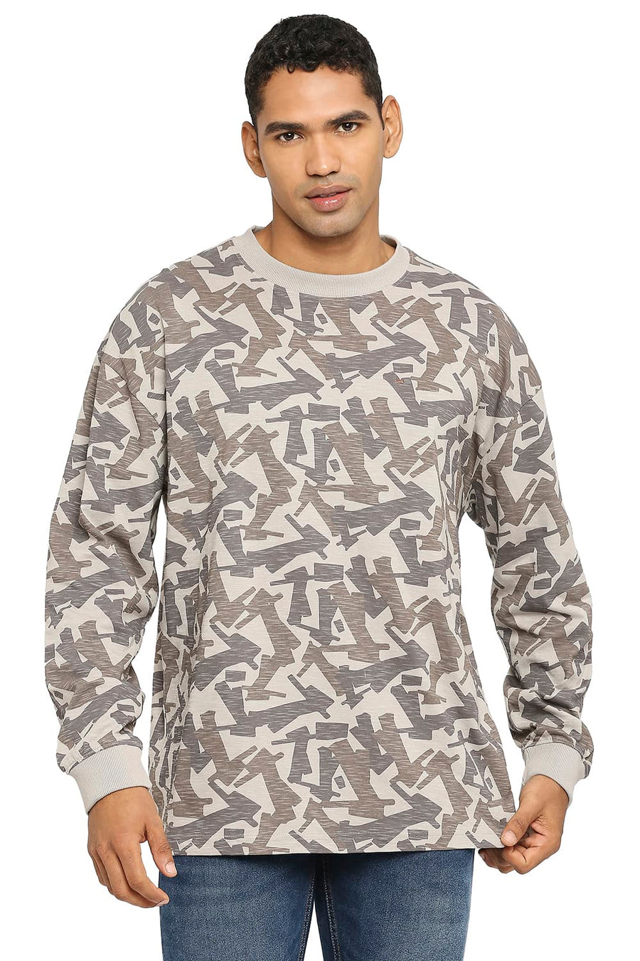 BASICS RELAXED FIT MOURNING DOVE PRINTED CREW T-SHIRT