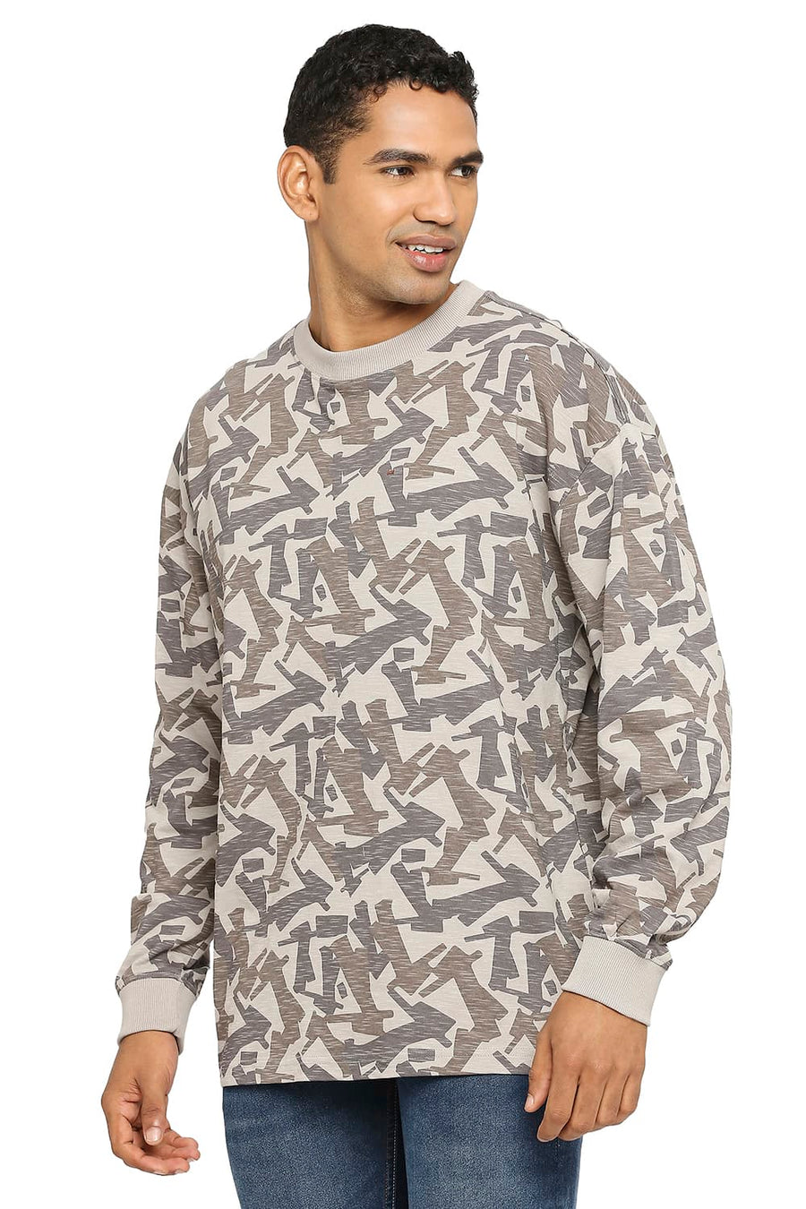 BASICS RELAXED FIT MOURNING DOVE PRINTED CREW T-SHIRT