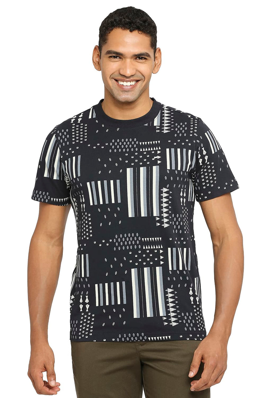 BASICS MUSCLE FIT BLACKBEAUTY PRINTED CREW T-SHIRT