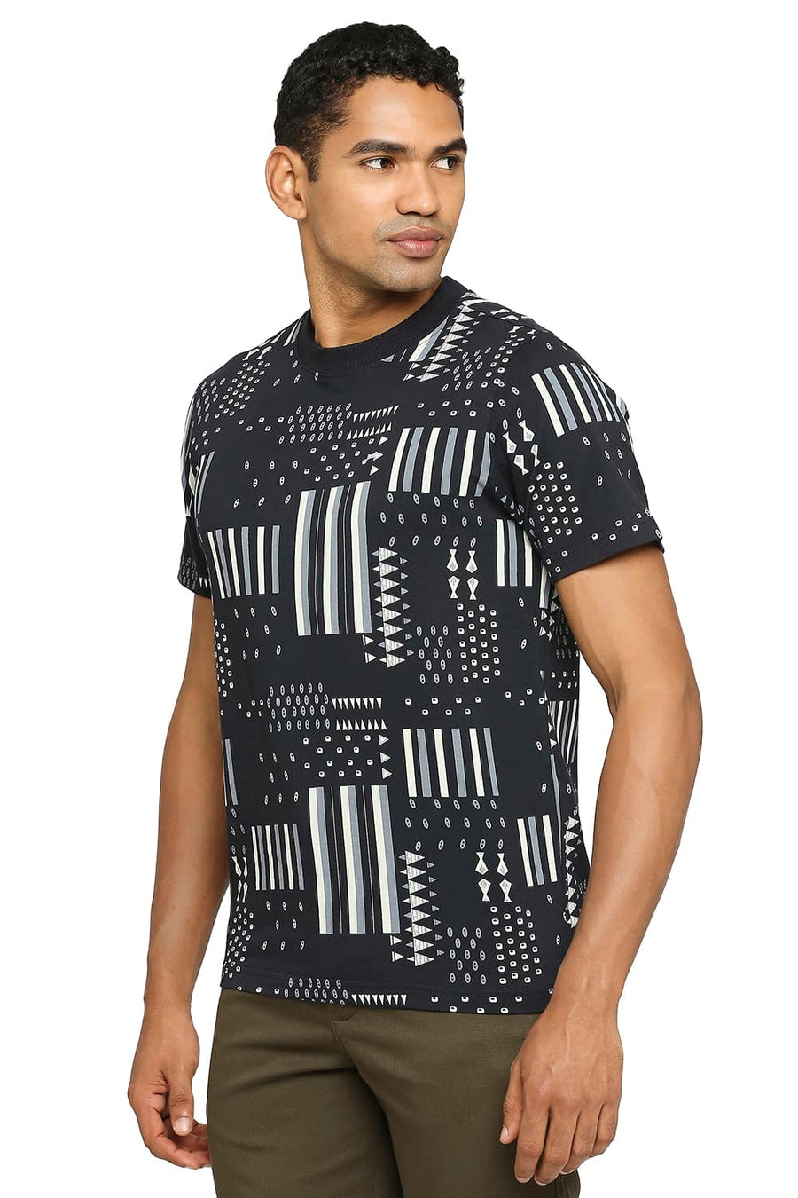 BASICS MUSCLE FIT BLACKBEAUTY PRINTED CREW T-SHIRT