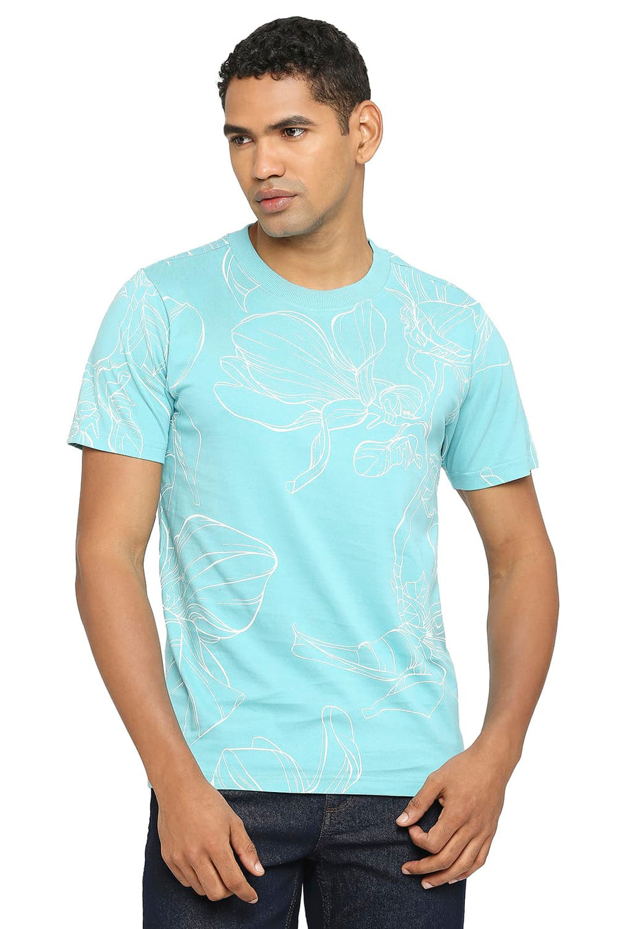 BASICS MUSCLE FIT COASTAL SHADE PRINTED CREW T-SHIRT