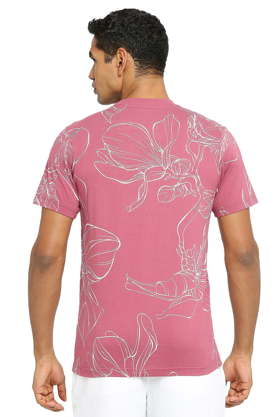 BASICS MUSCLE FIT DRY ROSE PRINTED CREW T-SHIRT
