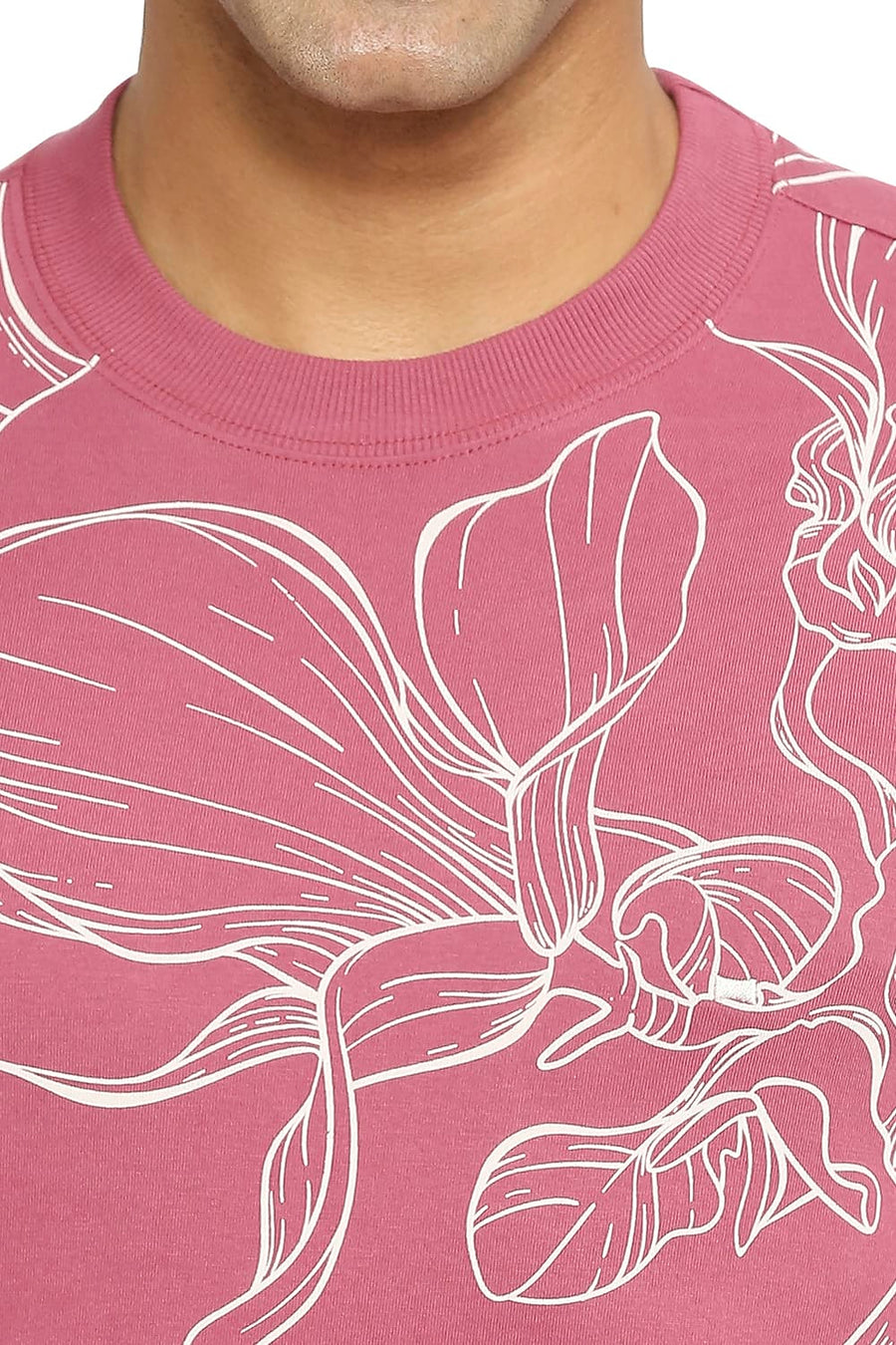 BASICS MUSCLE FIT DRY ROSE PRINTED CREW T-SHIRT