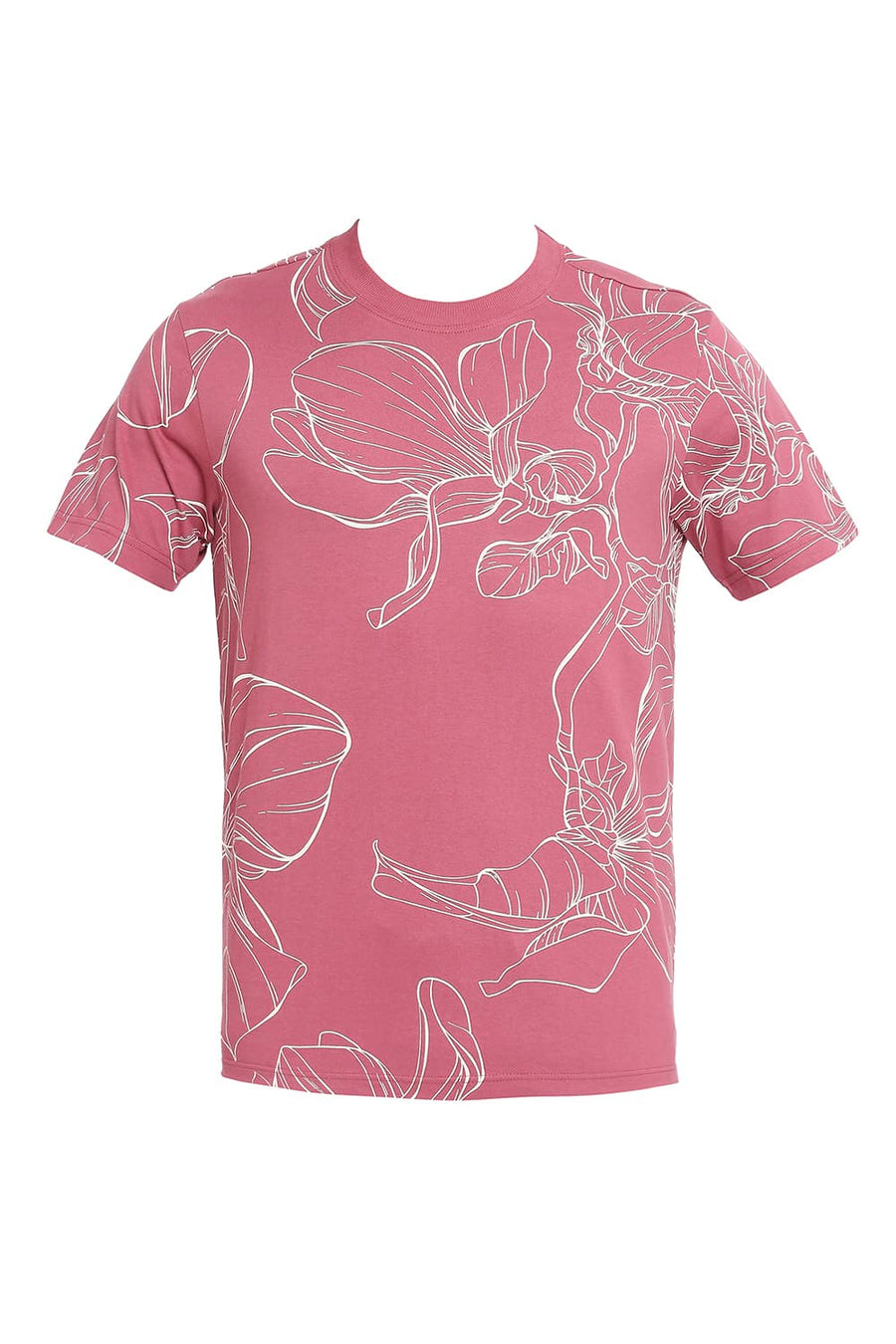 BASICS MUSCLE FIT DRY ROSE PRINTED CREW T-SHIRT