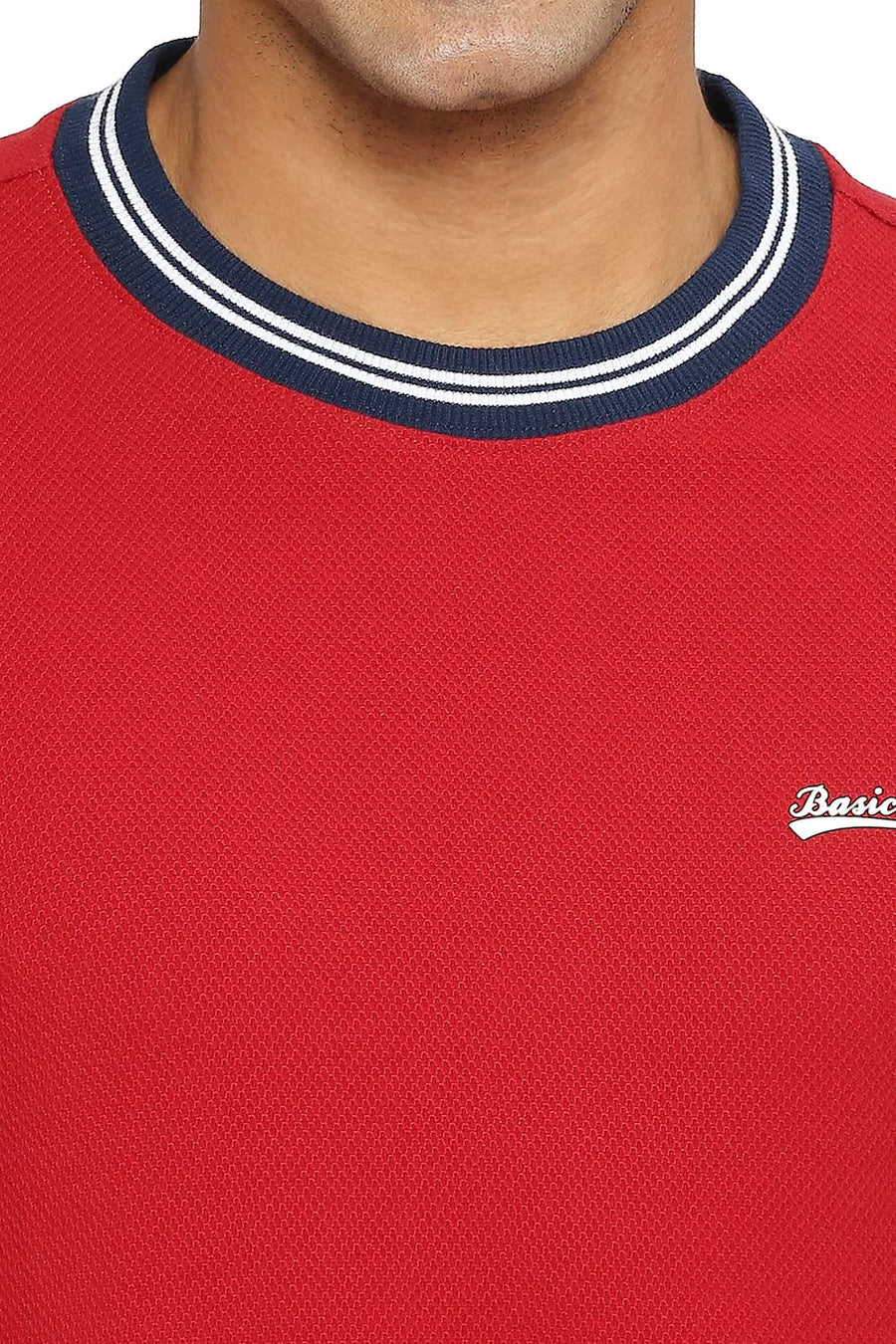 BASICS MUSCLE FIT KARANDA RED CREW T-SHIRT