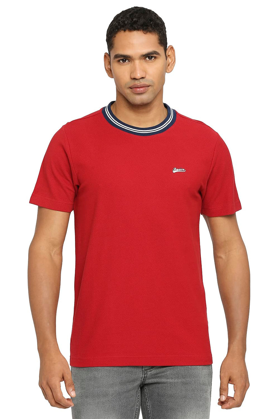 BASICS MUSCLE FIT KARANDA RED CREW T-SHIRT