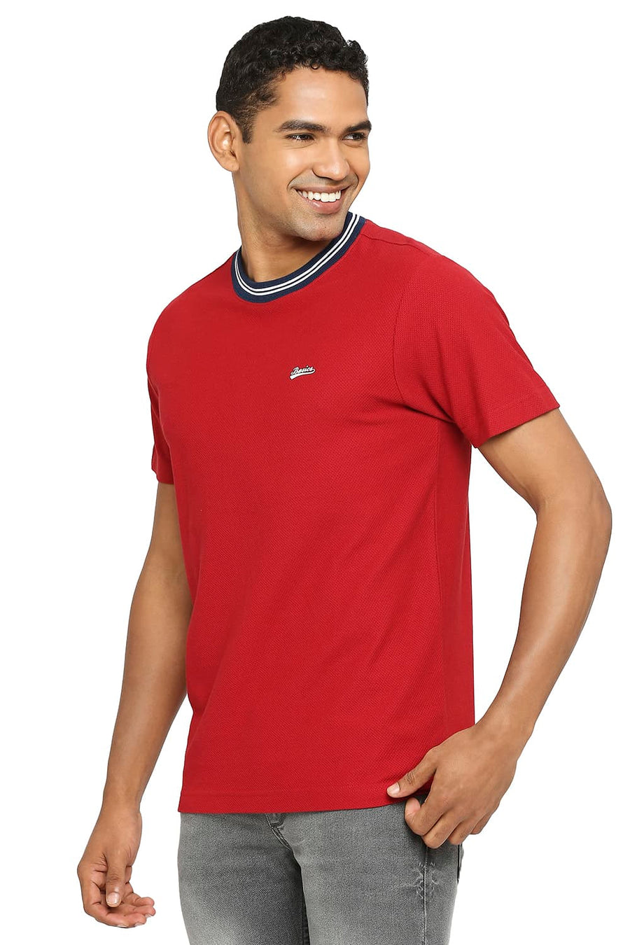 BASICS MUSCLE FIT KARANDA RED CREW T-SHIRT
