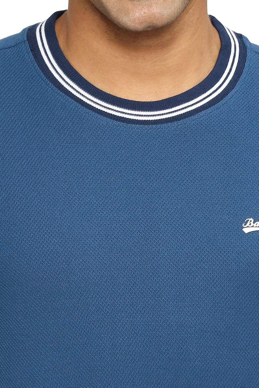 BASICS MUSCLE FIT SAILOR BLUE CREW T-SHIRT