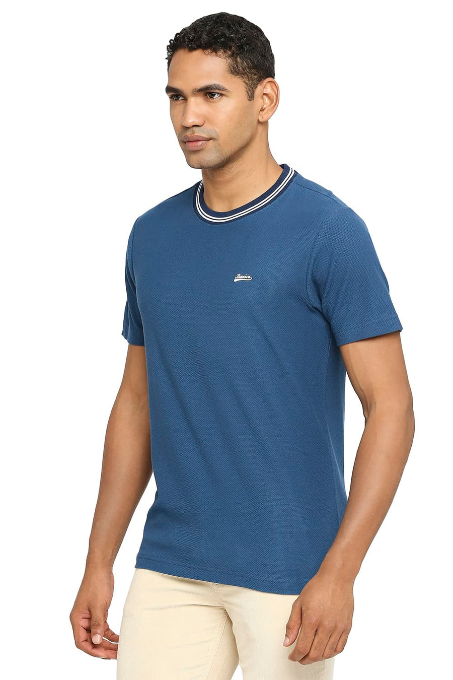 BASICS MUSCLE FIT SAILOR BLUE CREW T-SHIRT