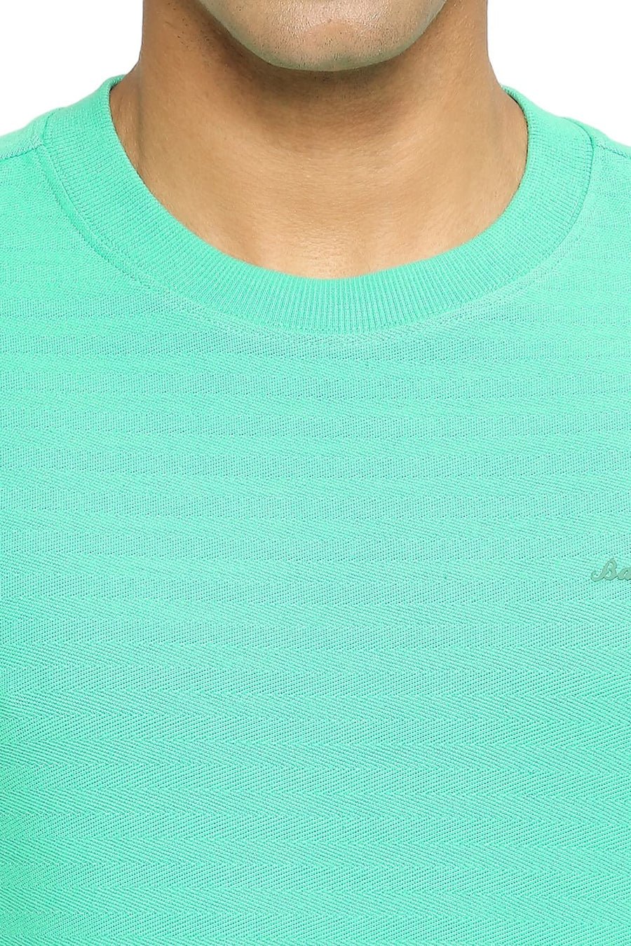 BASICS MUSCLE FIT GREEN SPRUCE CREW T-SHIRT