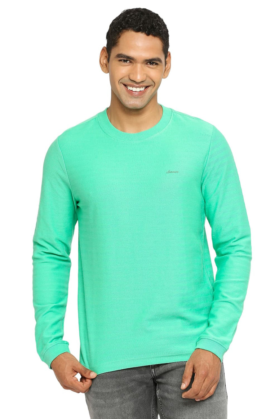 BASICS MUSCLE FIT GREEN SPRUCE CREW T-SHIRT