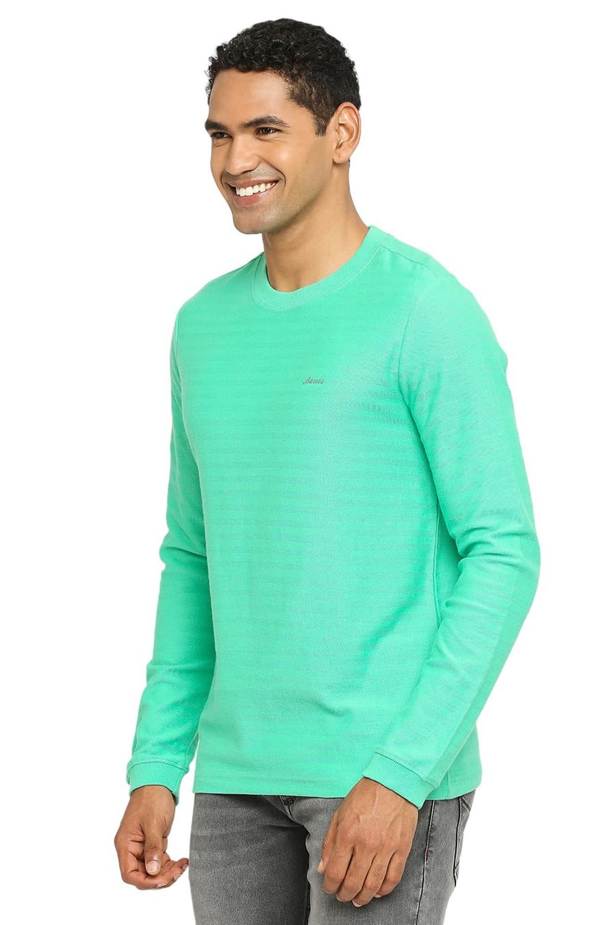 BASICS MUSCLE FIT GREEN SPRUCE CREW T-SHIRT