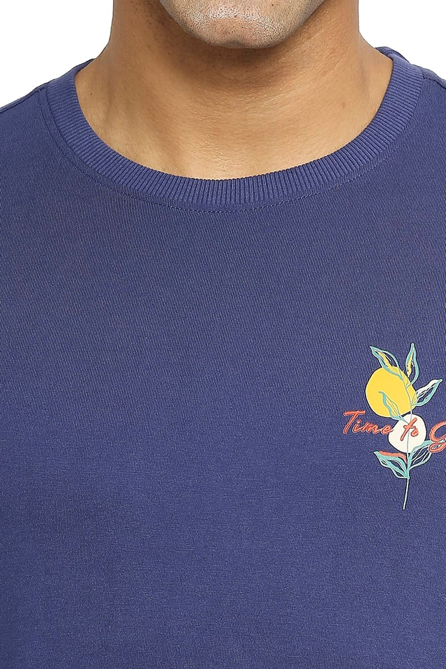 BASICS MUSCLE FIT DEEP COBALT CREW T-SHIRT