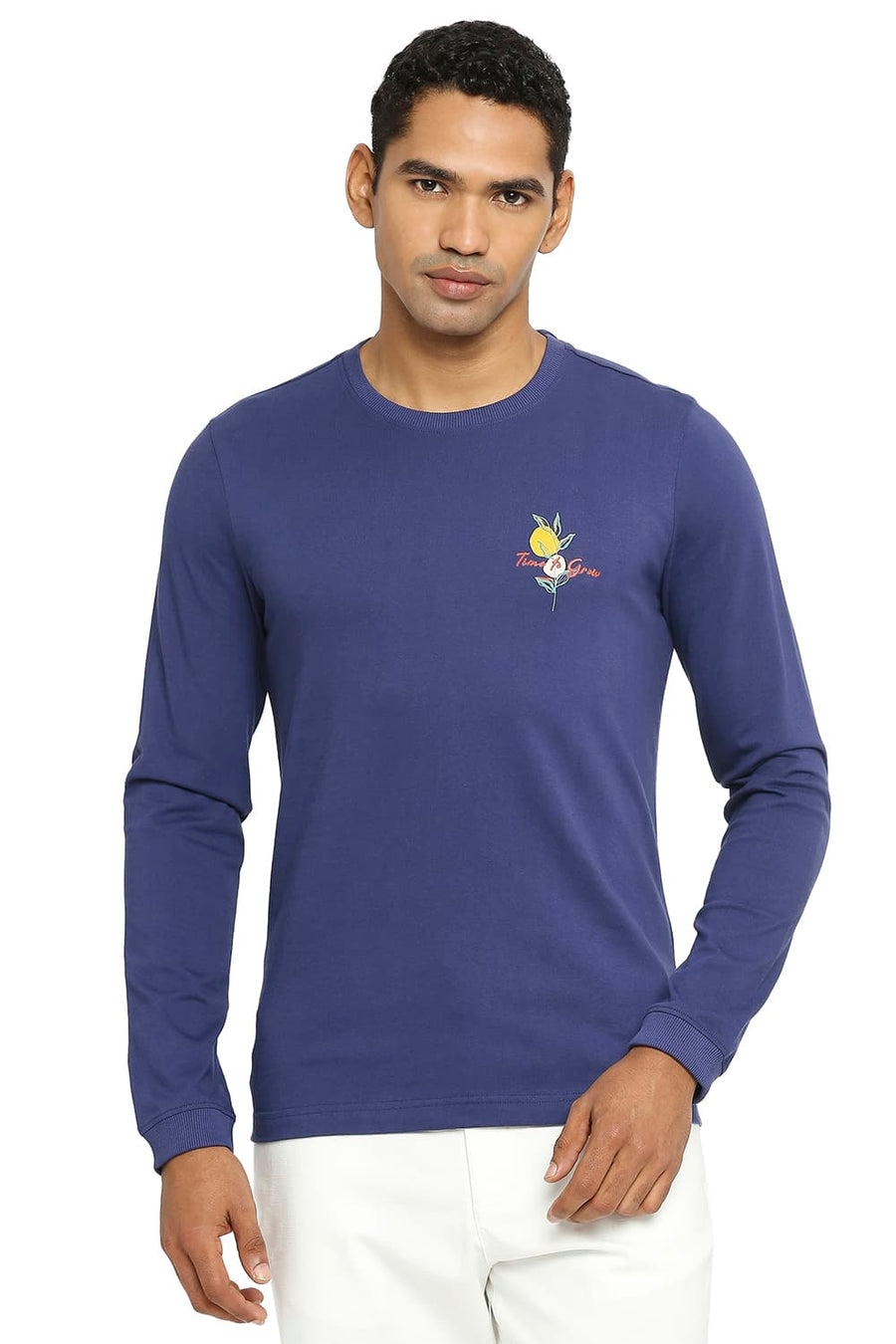BASICS MUSCLE FIT DEEP COBALT CREW T-SHIRT