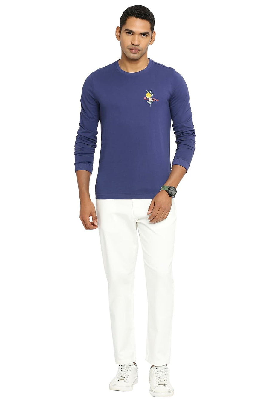 BASICS MUSCLE FIT DEEP COBALT CREW T-SHIRT