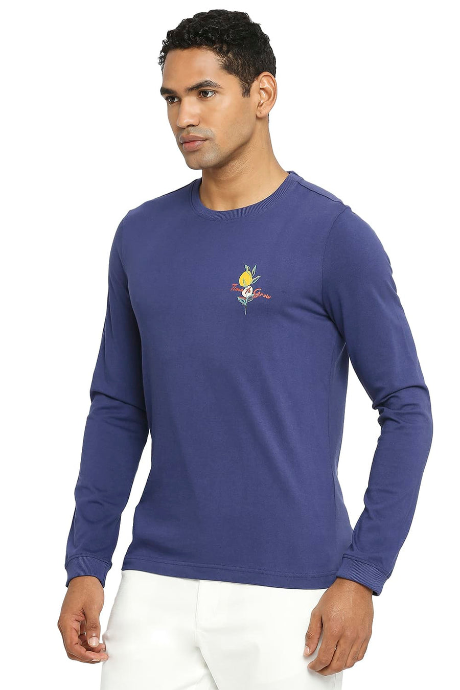 BASICS MUSCLE FIT DEEP COBALT CREW T-SHIRT