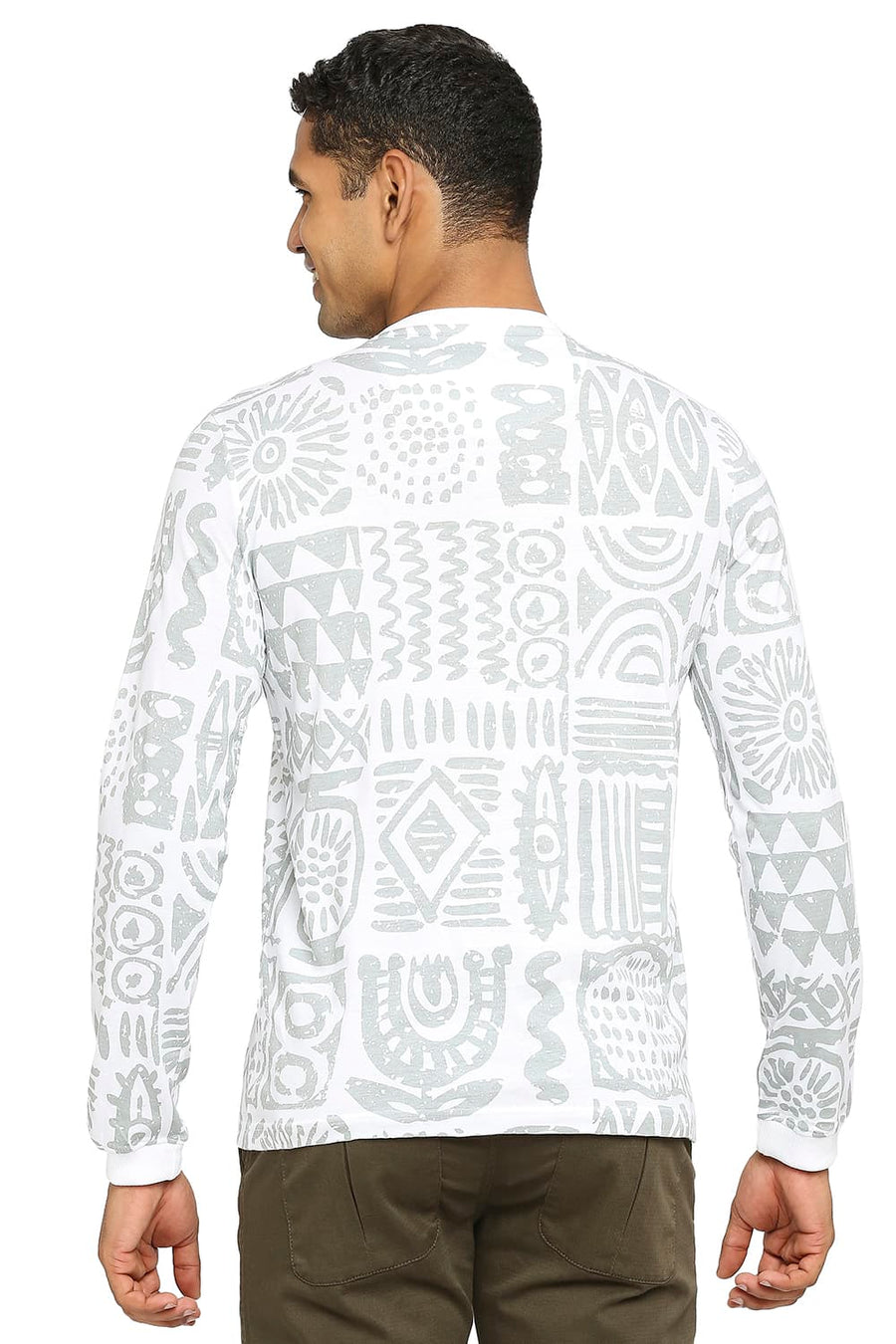 BASICS MUSCLE FIT BRIGHT WHITE PRINTED CREW T-SHIRT