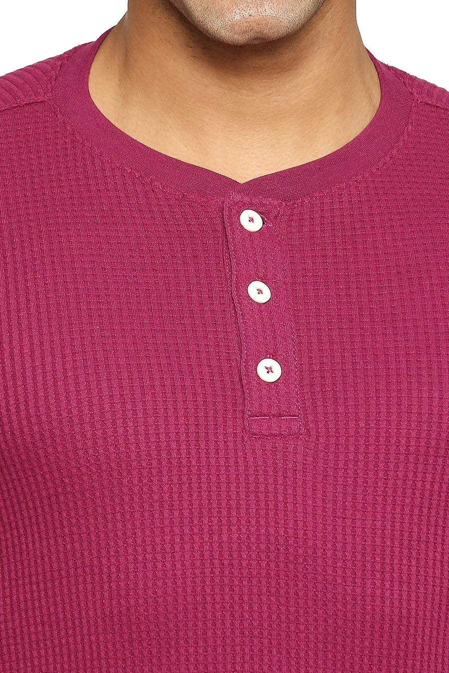 BASICS MUSCLE FIT BOYSENBERRY HENLEY T-SHIRT