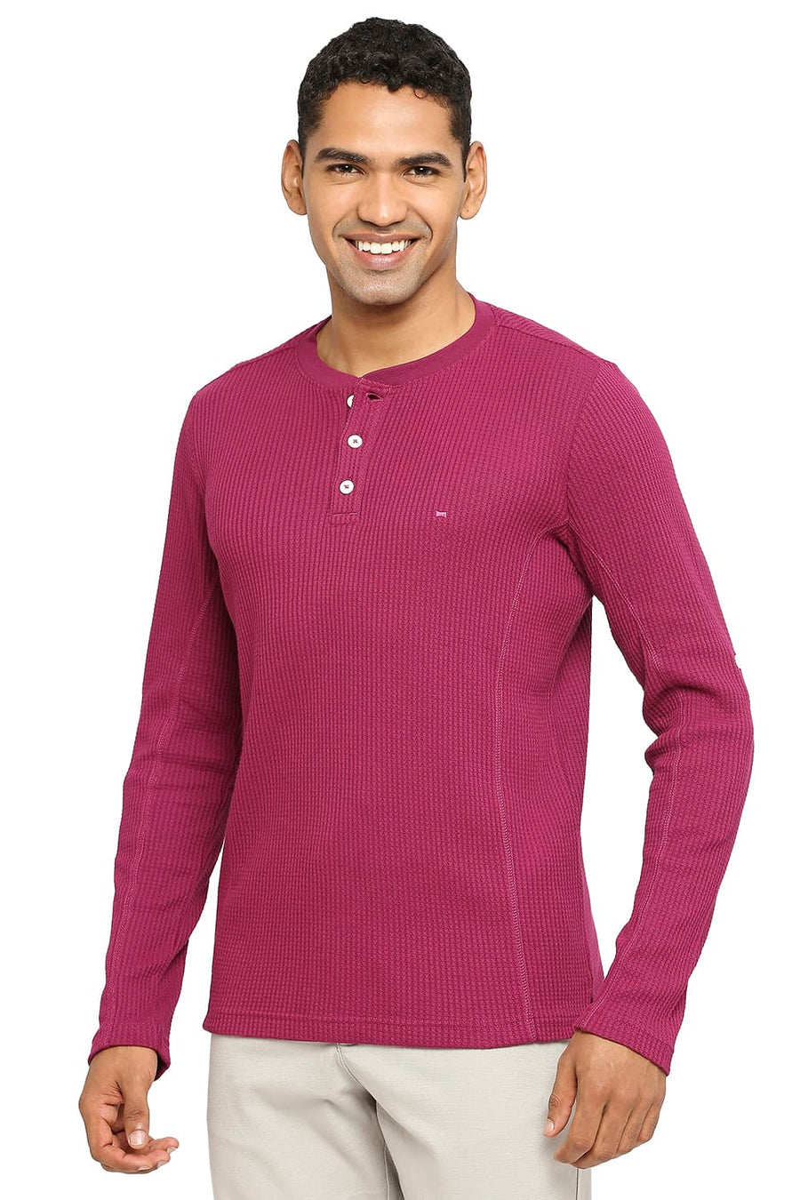 BASICS MUSCLE FIT BOYSENBERRY HENLEY T-SHIRT