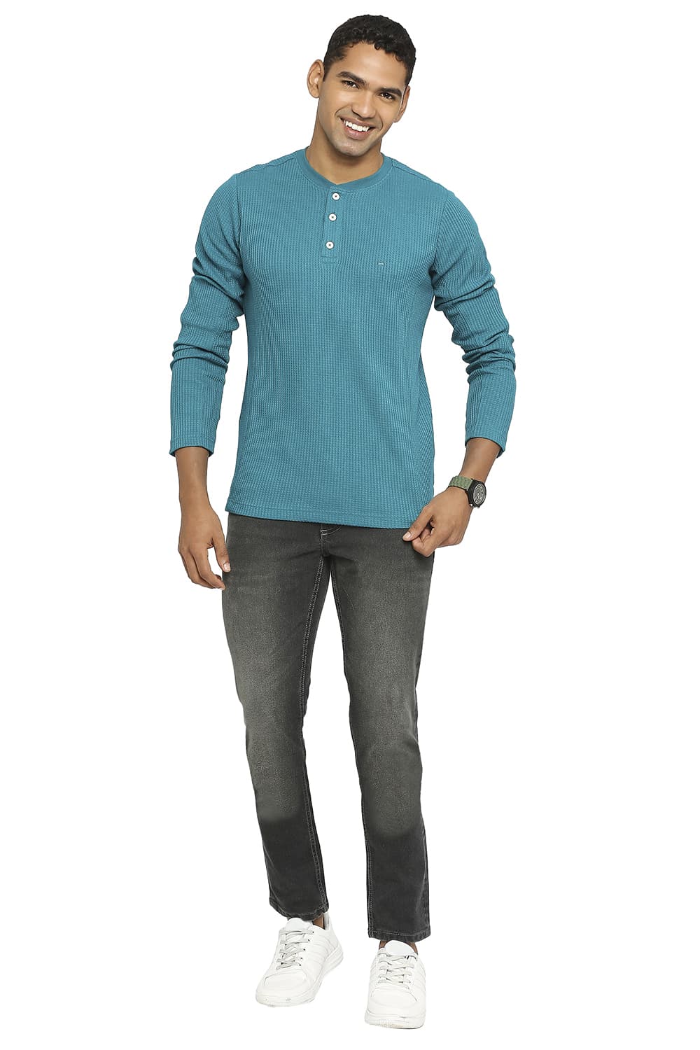 BASICS MUSCLE FIT HENLEY T-SHIRT