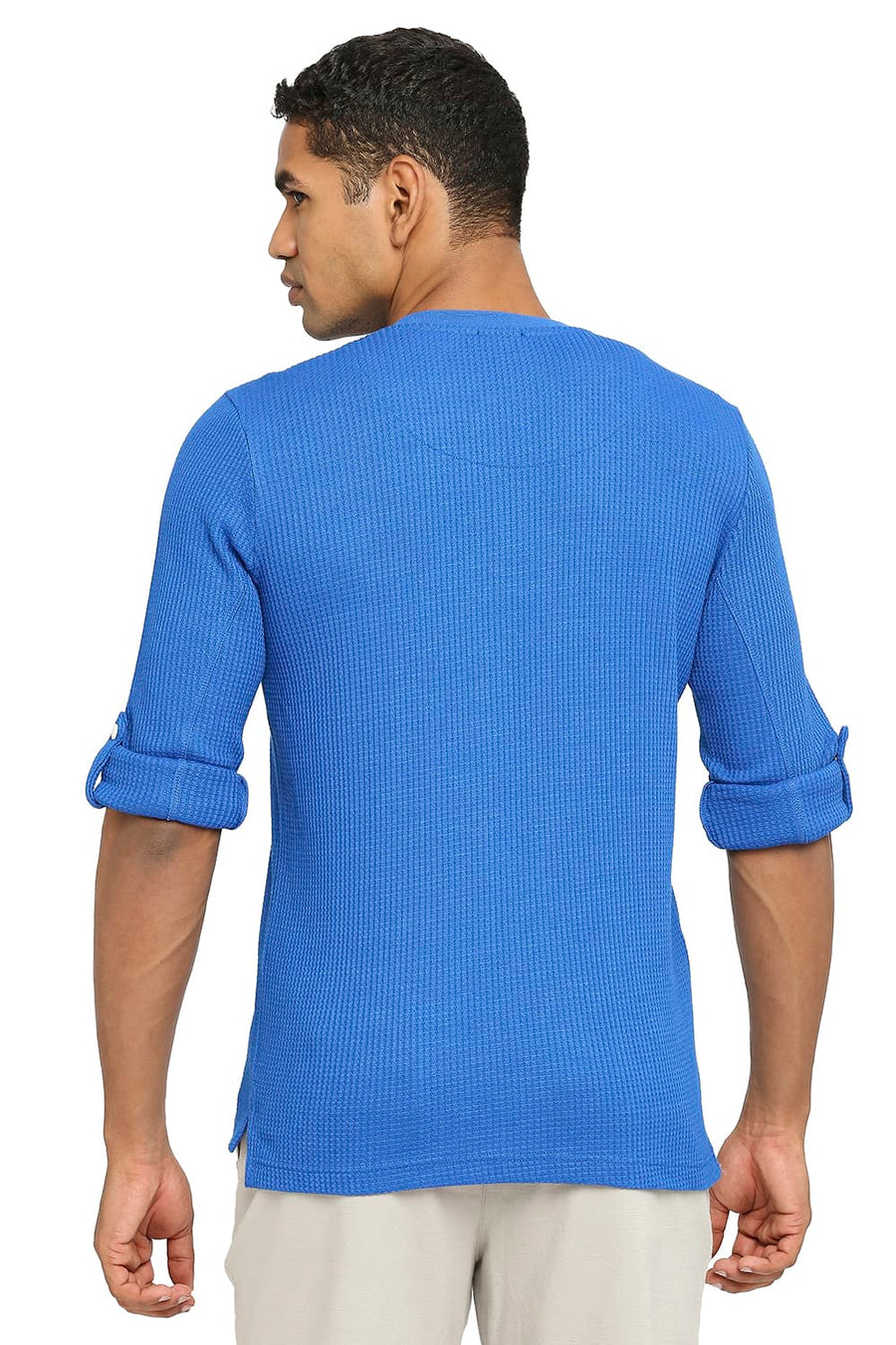 BASICS MUSCLE FIT NAUTICAL BLUE HENLEY T-SHIRT