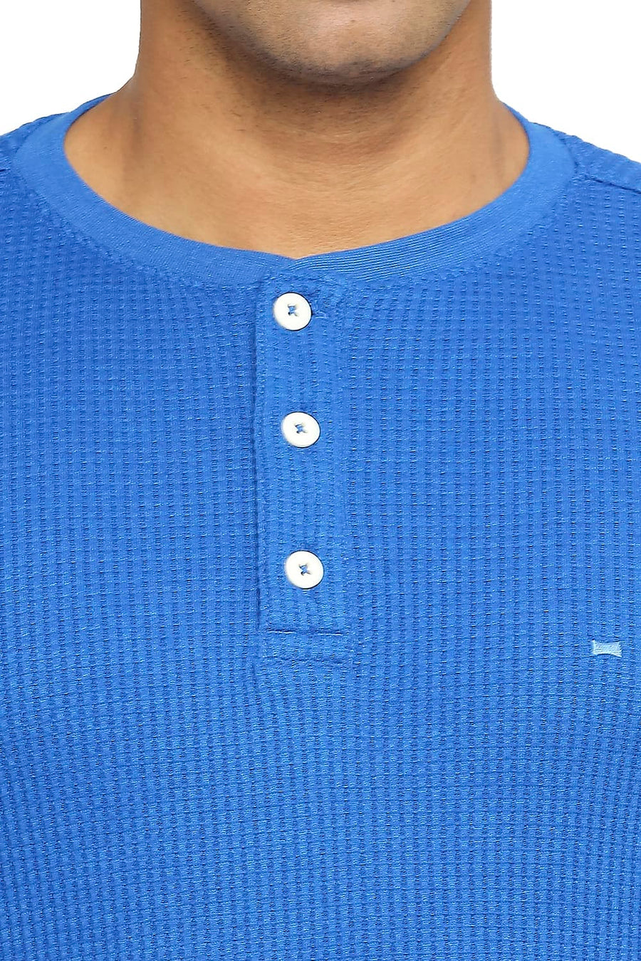 BASICS MUSCLE FIT NAUTICAL BLUE HENLEY T-SHIRT