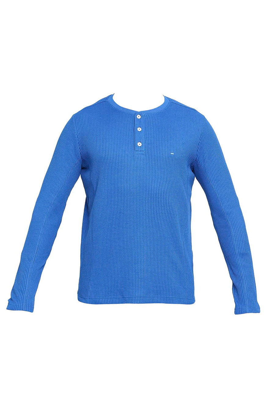 BASICS MUSCLE FIT NAUTICAL BLUE HENLEY T-SHIRT