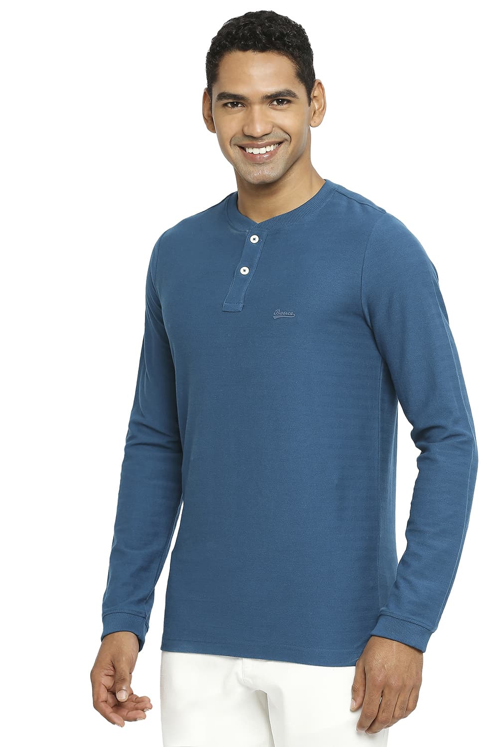 BASICS MUSCLE FIT HENLEY T-SHIRT