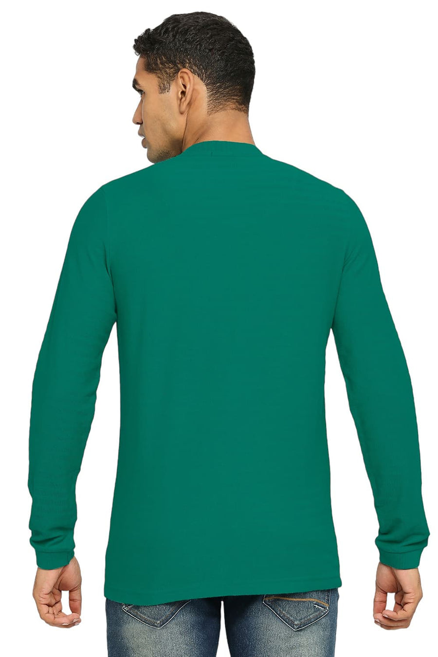 BASICS MUSCLE FIT PEPPER GREEN HENLEY T-SHIRT