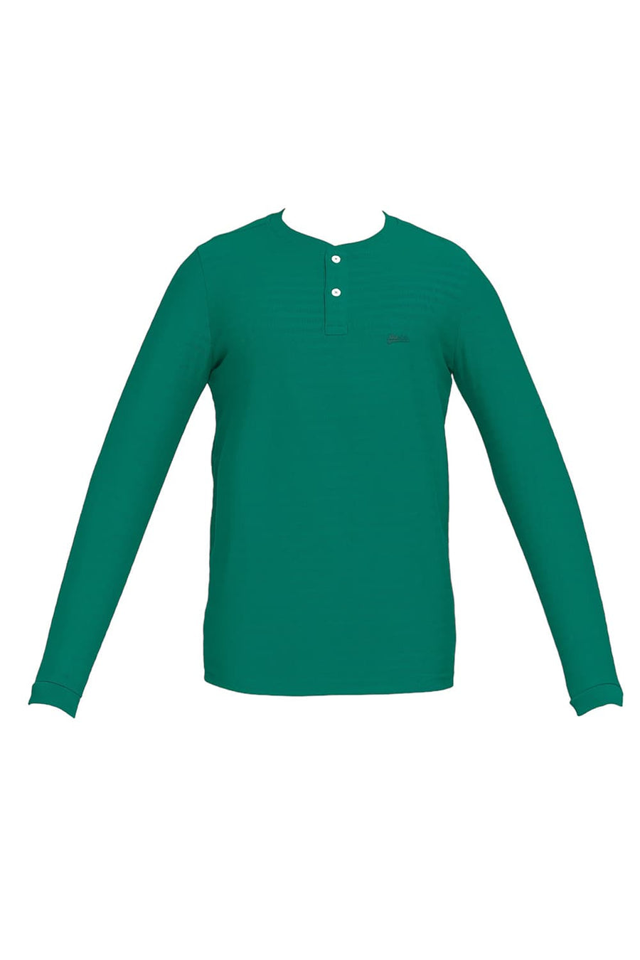 BASICS MUSCLE FIT PEPPER GREEN HENLEY T-SHIRT