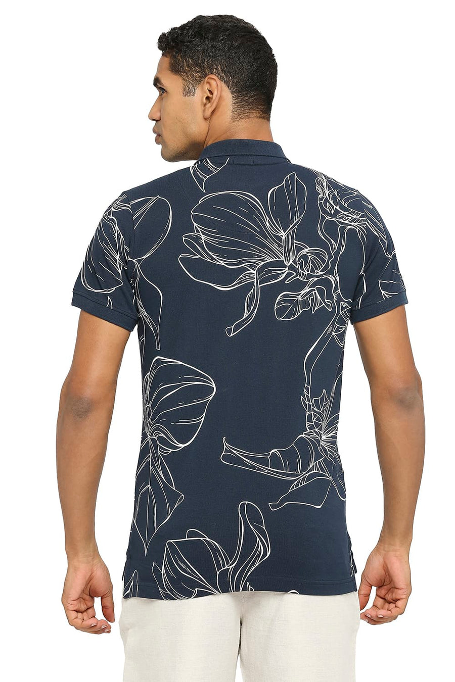 BASICS MUSCLE FIT CARBON PRINTED POLO T-SHIRT